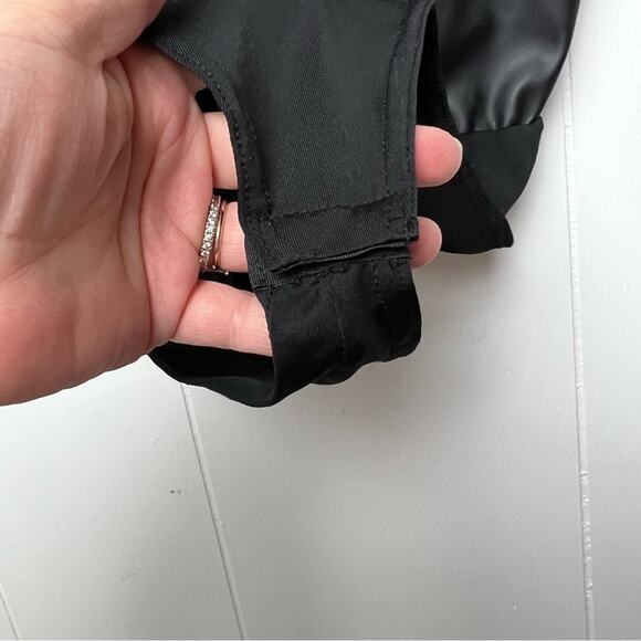 Love X Design Black Faux Leather Pleated Cups  Cami Bodysuit Women’s Size Large - Picture 7 of 10